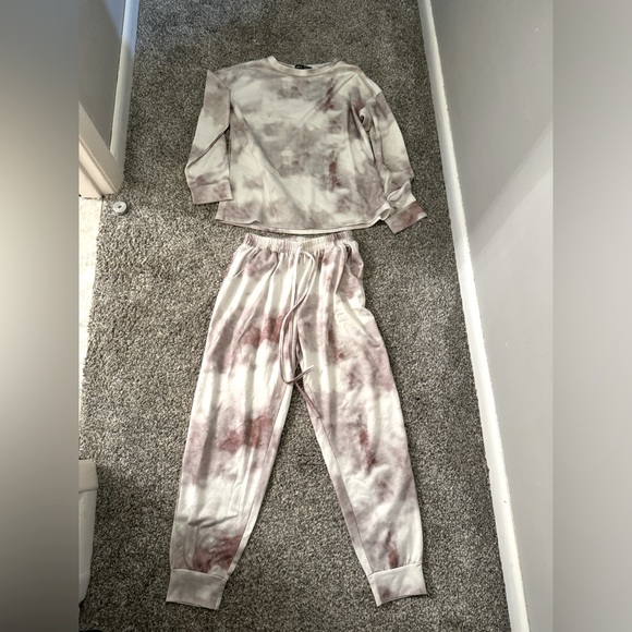 SHEIN size S lounge set white purple tie dye - Picture 1 of 4